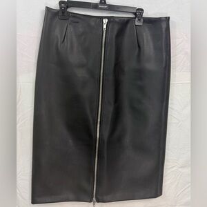H&M Black Leather Pencil Skirt with Zipper